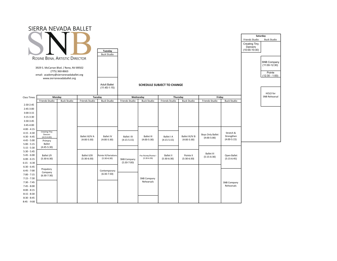 SNB 2021 Schedule