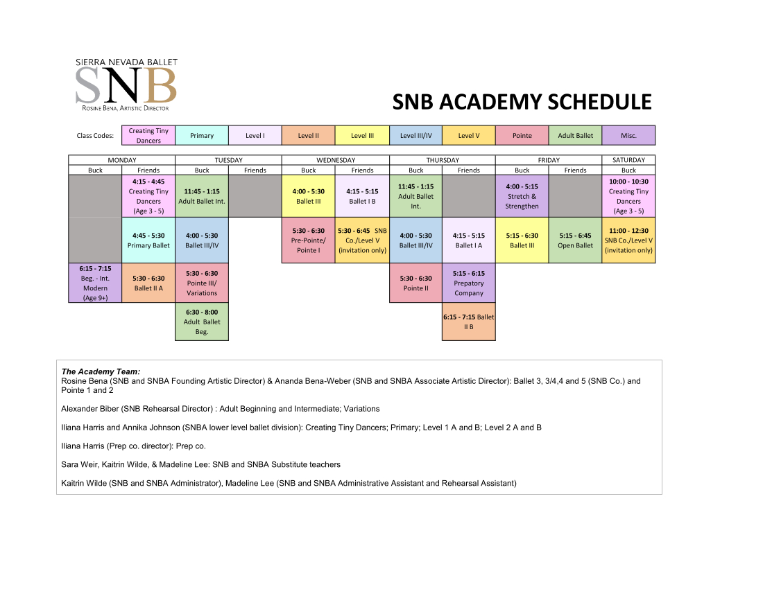 SNB 2021 Schedule