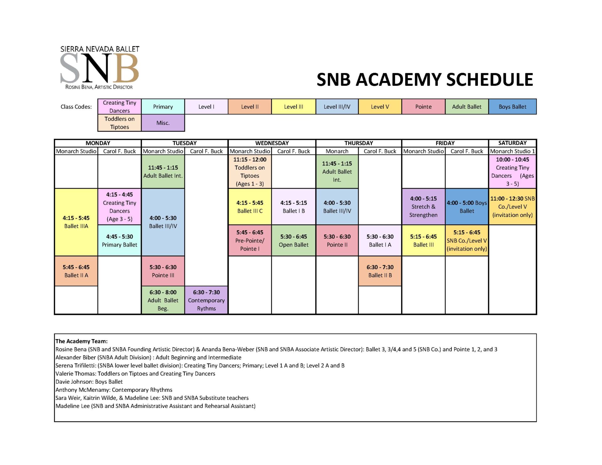 SNB 2021 Schedule